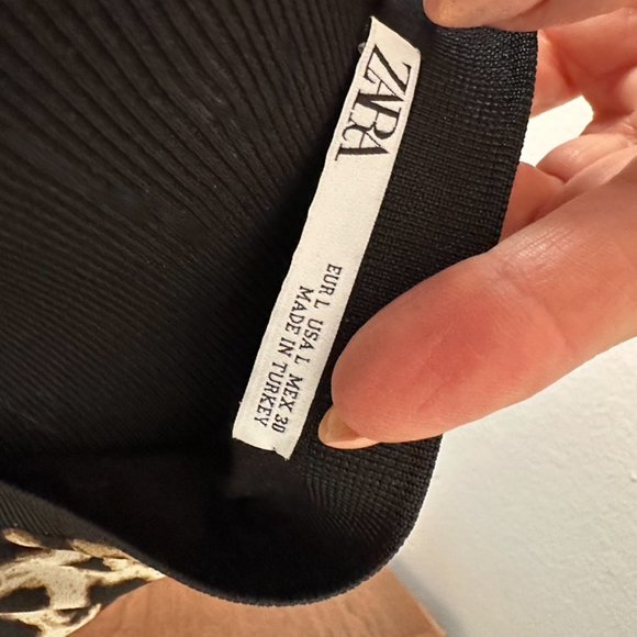 Cool Leopard print ZARA drop waist tie hem boxy top Size L - Picture 3 of 7